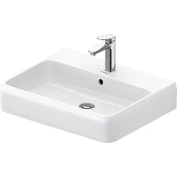 Duravit Collection One Waschtisch, 600x470mm, mit Überlauf, Unterseite glasiert (für verbesserte Hygiene), 2382602000, Farbe: 1 Hahnloch, mit HygieneGlaze
