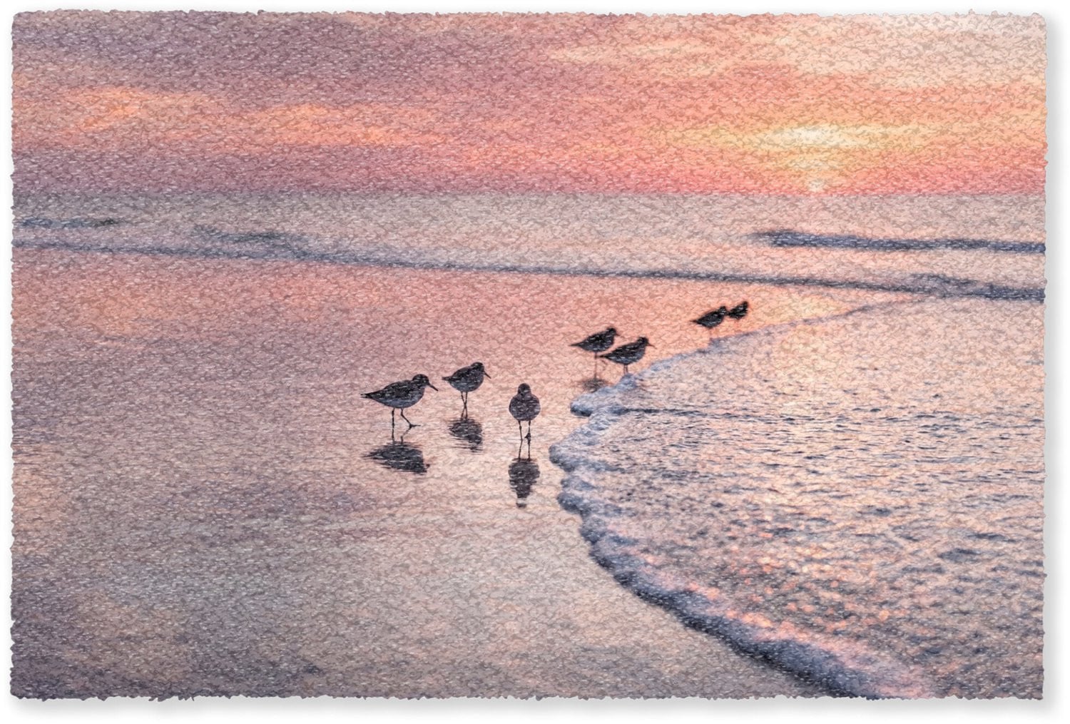 MuchoWow Deurmat Meeuwen Strand Zee Roze B: 60 cm, D: 40 cm