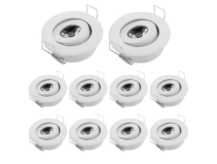 JOYINLED Blanc – Lot de 10 spots LED encastrables haut de gamme 3x1W pour éclairage de meuble, mini LED blanc nickel-satiné noir argenté 3000K