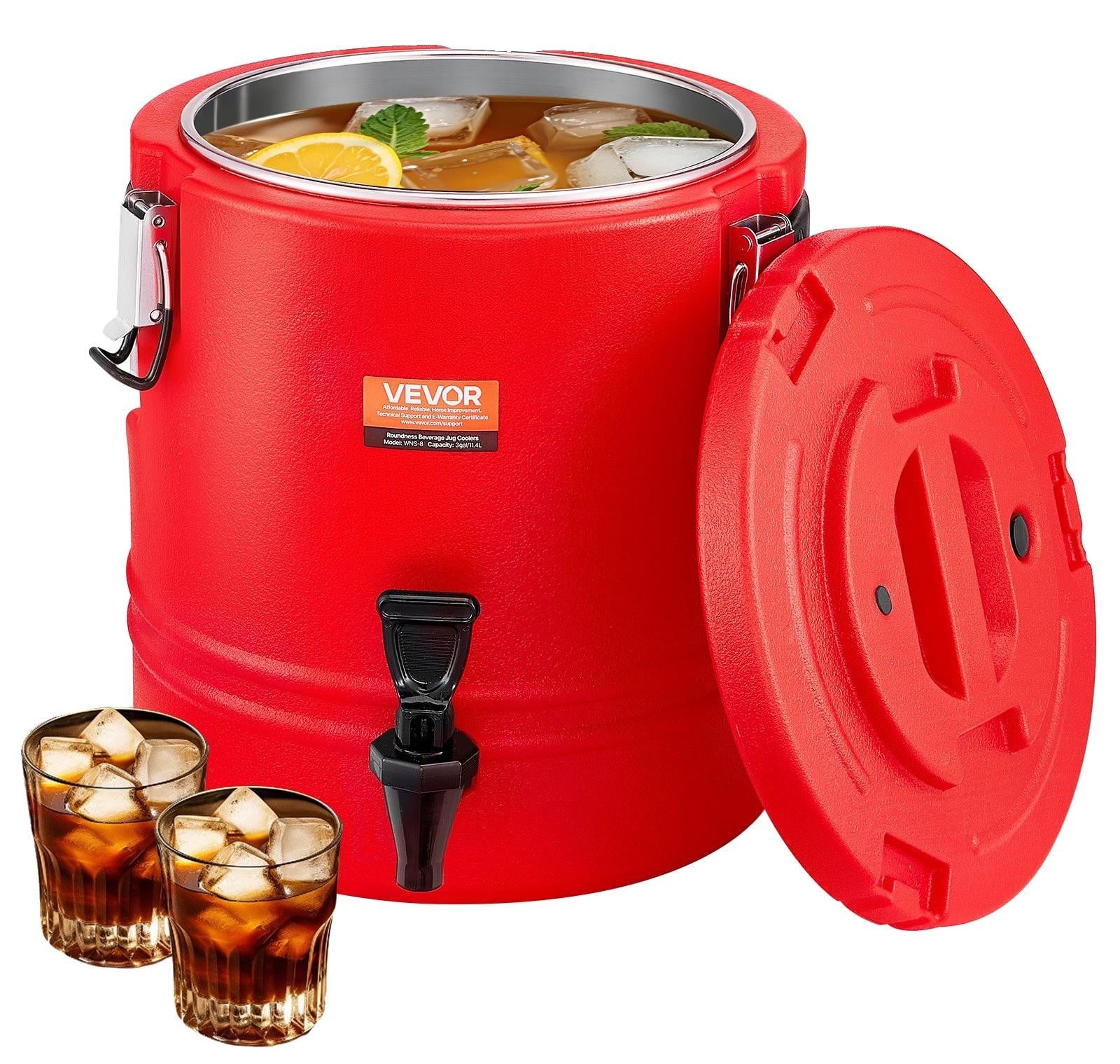 VEVOR Geïsoleerde Drankdispenser 11,4 L, Thermische Drankdispenser voor Warme en Koude Dranken met Tap, Rood