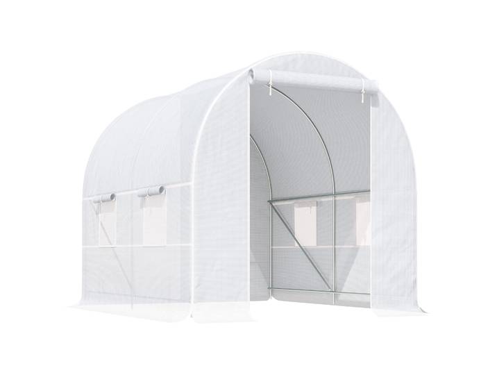 Outsunny Serre tunnel de jardin 5m², serre de jardin tunnel 245x200x200cm avec porte et 4 fenêtres, pour extérieur, toutes saiso