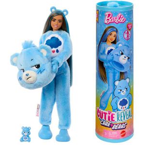 Barbie Puppe Cutie Reveal Glücksbärchi, ab 3 Jahre, Brummbärchi-Kostüm, 30 cm