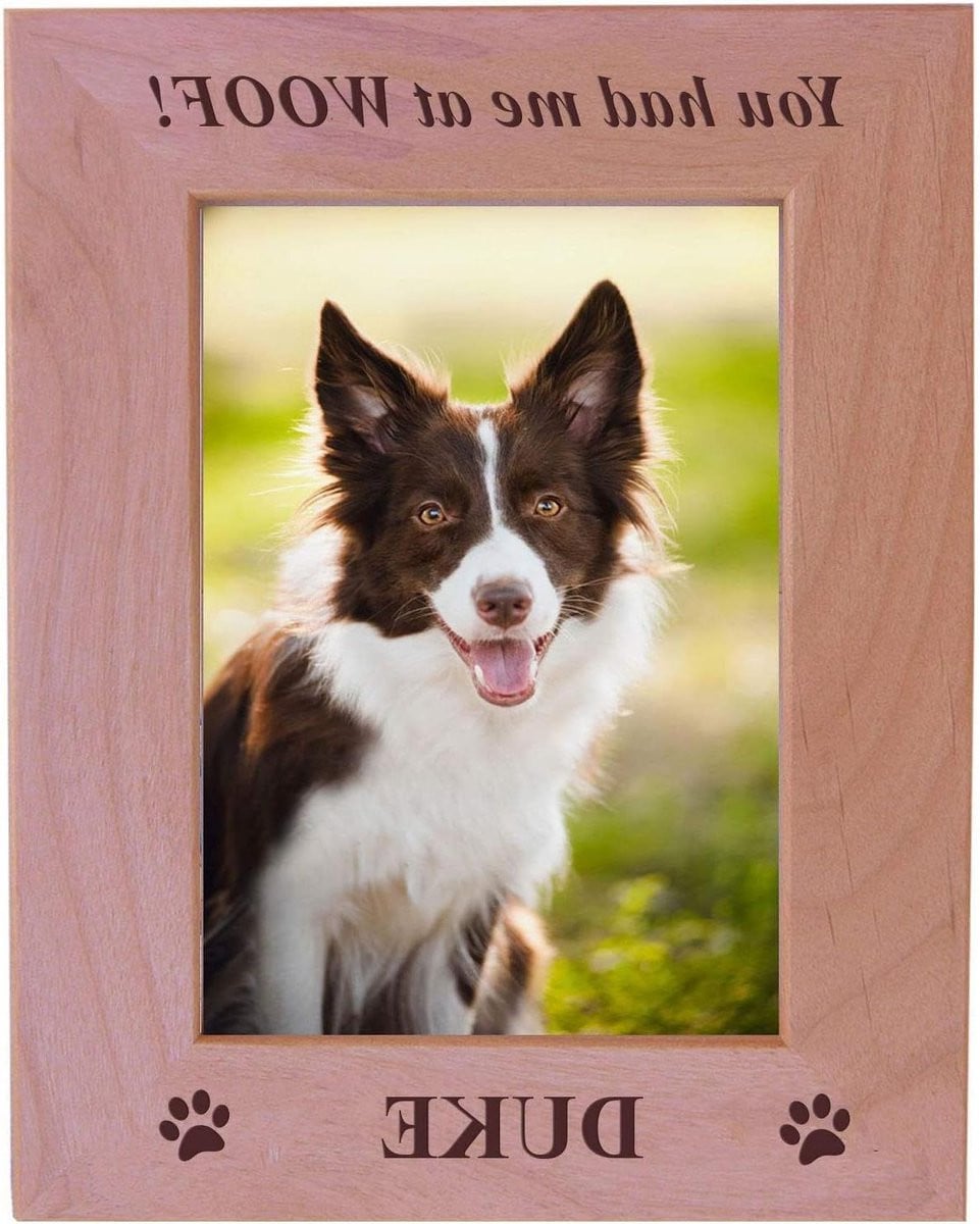 Honden Fotolijst van Gegraveerd Elzenhout - Natuurlijk - 4x6 Verticaal