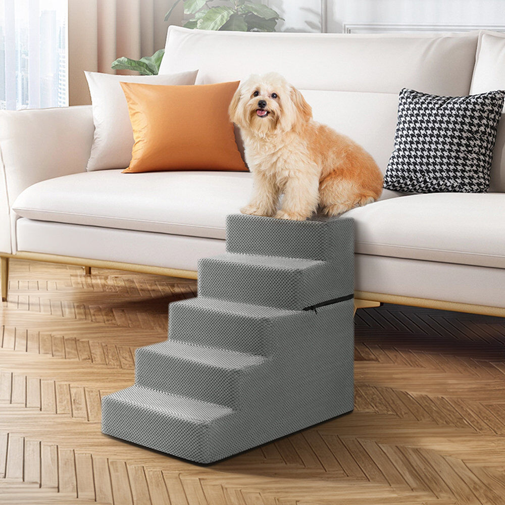Archie & Oscar Nida Stairs With 5 Steps Grey 57cm H X 38cm W X 75cm D
