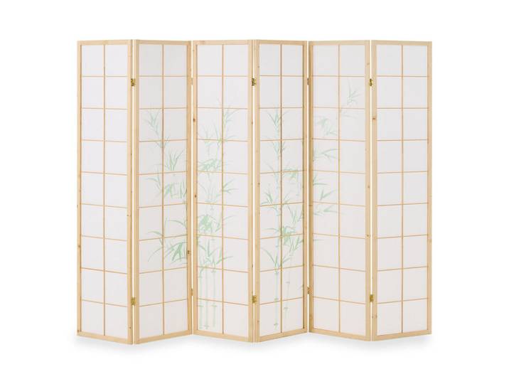 Homestyle4u Paravent 264/179 cm Natur Holz Shoji Bambus, Naturfarben, 220x175x2 cm, Wohnzimmer, Raumteiler, Paravents