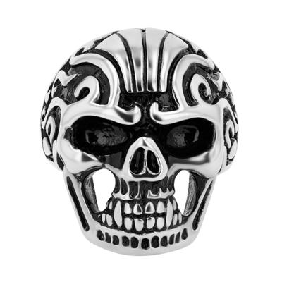 Fingerring ADELIA´S "Herren Ring Totenkopf aus Edelstahl" Gr. 65, silber (schwarz), Fingerringe, Herren, 65, Edelstahl, Fingerring