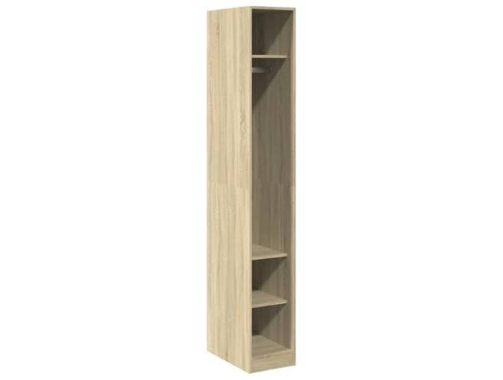 HNSMFPRE Kleiderschrank, Sonoma-Eiche, 30 x 50 x 200 cm, Holz Aufbewahrung von Kleidung und Taschen, Regal, Kleiderstange, Wandbefestigung im Lieferumfang enthalten, kompaktes Design
