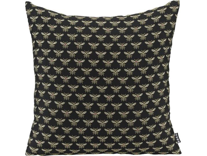 Dekokissen H.O.C.K. Bienchen Maja , schwarz (schwarz, goldgelb, gemustert), B:45cm H:10cm L:45cm, Polyester, Dekokissen_Sitzkissen_Kissenhüllen, Dekokissen, mit Bienen-Motiv, Kissenhülle mit Füllung, 1 Stück