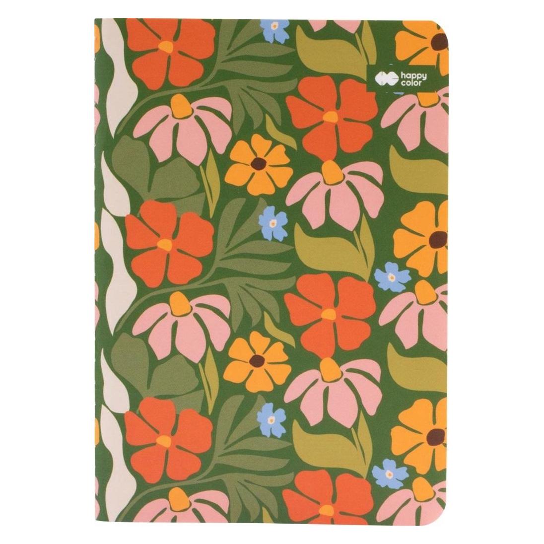 Happy Color A6/32K genähtes Notizbuch, Bloom-Linie boho (A6, Liniert, Weicher Einband) (48986100)