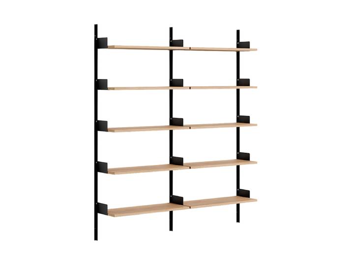 Modulers Design Wandregal „New Works Library Shelf 1900“ Eiche / Schwarz