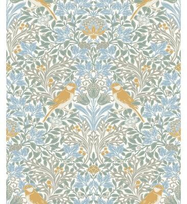 RoomMates Garden Aviary Sky Blue Peel and Stick Wallpaper