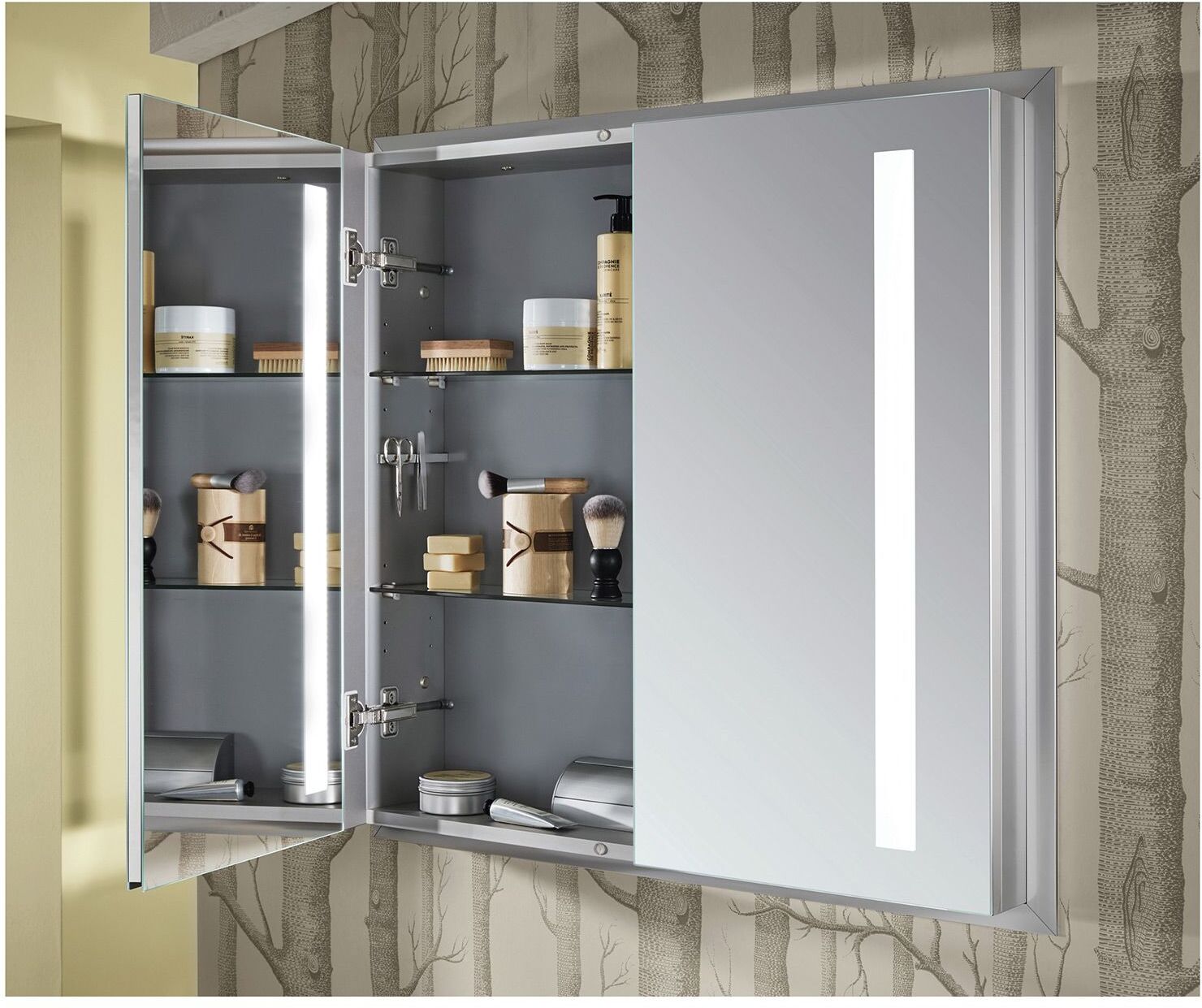 Sanipa Reflection Aluminium-Wandeinbau-Spiegelschrank WILMA 85 mit LED-Beleuchtung