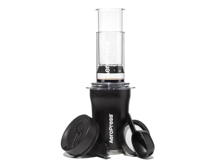 AeroPress Go Plus petite cafetière portable\, idéale pour voyage\, camping & bureau\, cafetière à piston tout-en-un\, cafetière manuelle filtre & expresso\, infusion en 2 min\, Noir