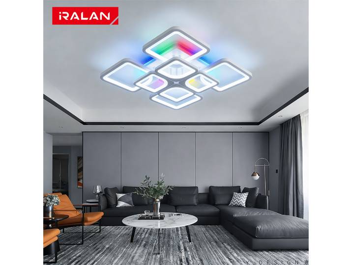 Lustre moderne plafonniers Lustre carré RGB plafonnier à intensité variable éclairage intelligent articles de décoration pour la maison pour les lumières du salon