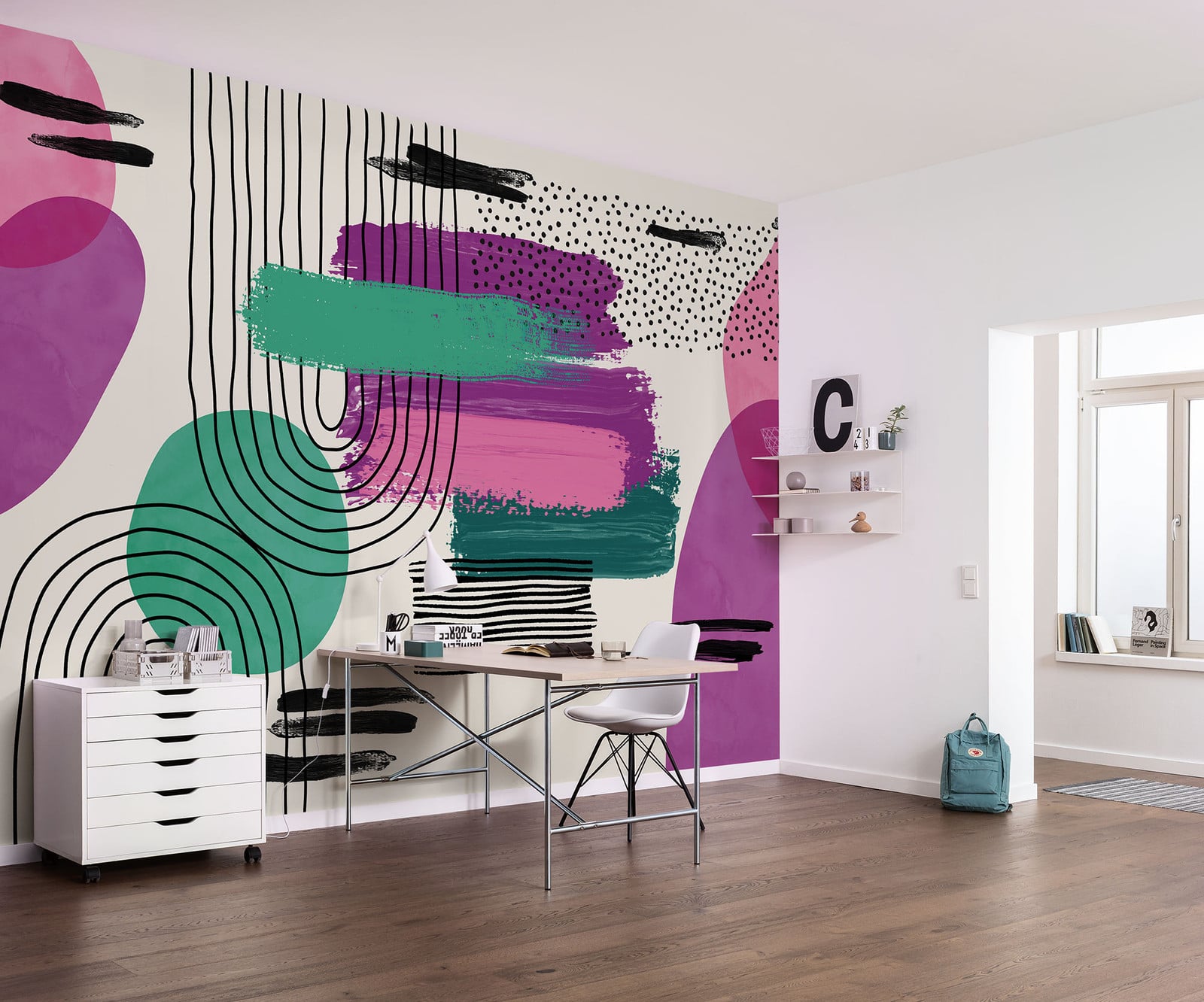 home24 Fotobehang La Boum Abstract Modern Multicolour Breedte: 350 cm, Hoogte: 250 cm