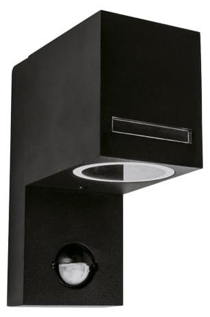 Ideus FOREST S Zwarte tuinwandlamp met bewegingsmelder, IP44, GU10, 35W