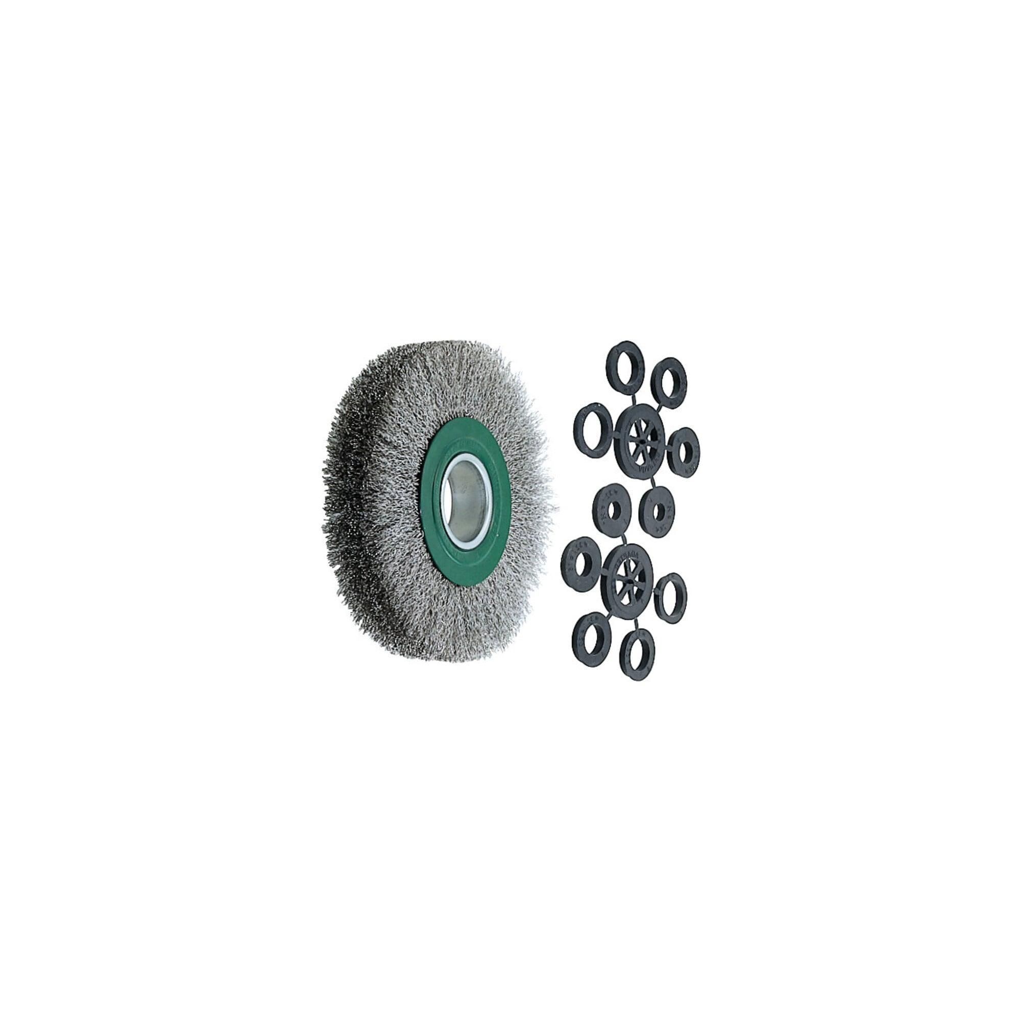 Lessmann Draht-Rundbürste (grün) INOX-Draht 0,30 mm, Bürsten-⌀xBesatzbreite: 200X38 mm (365363)