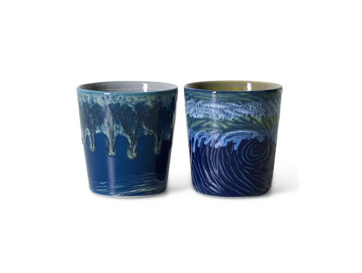 HKliving - 70's Van Gogh Kaffeebecher, 230 ml, starry night (2er-Set)
