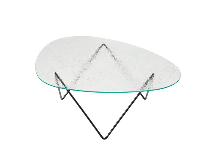 GUBI - Pedrera Couchtisch, schwarz semi matt / Glas struktruiert transparent
