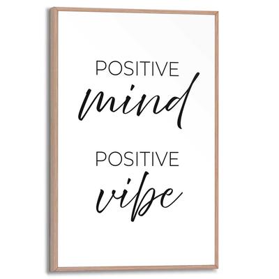 Poster REINDERS "Positive Vibes", schwarz-weiß (farbe bild(er): schwarz, weiß), B:20cm H:30cm T:1,6cm, Bilder, Poster, Home Office - Schwarz-Weiß - MDF - Sprüche - 20x30 cm