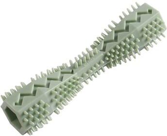 Uplift Essentials 2 in 1 Dental Health Chew Toy Bite Resistant TPR Food Dispenser & Toothbrush Stick green
