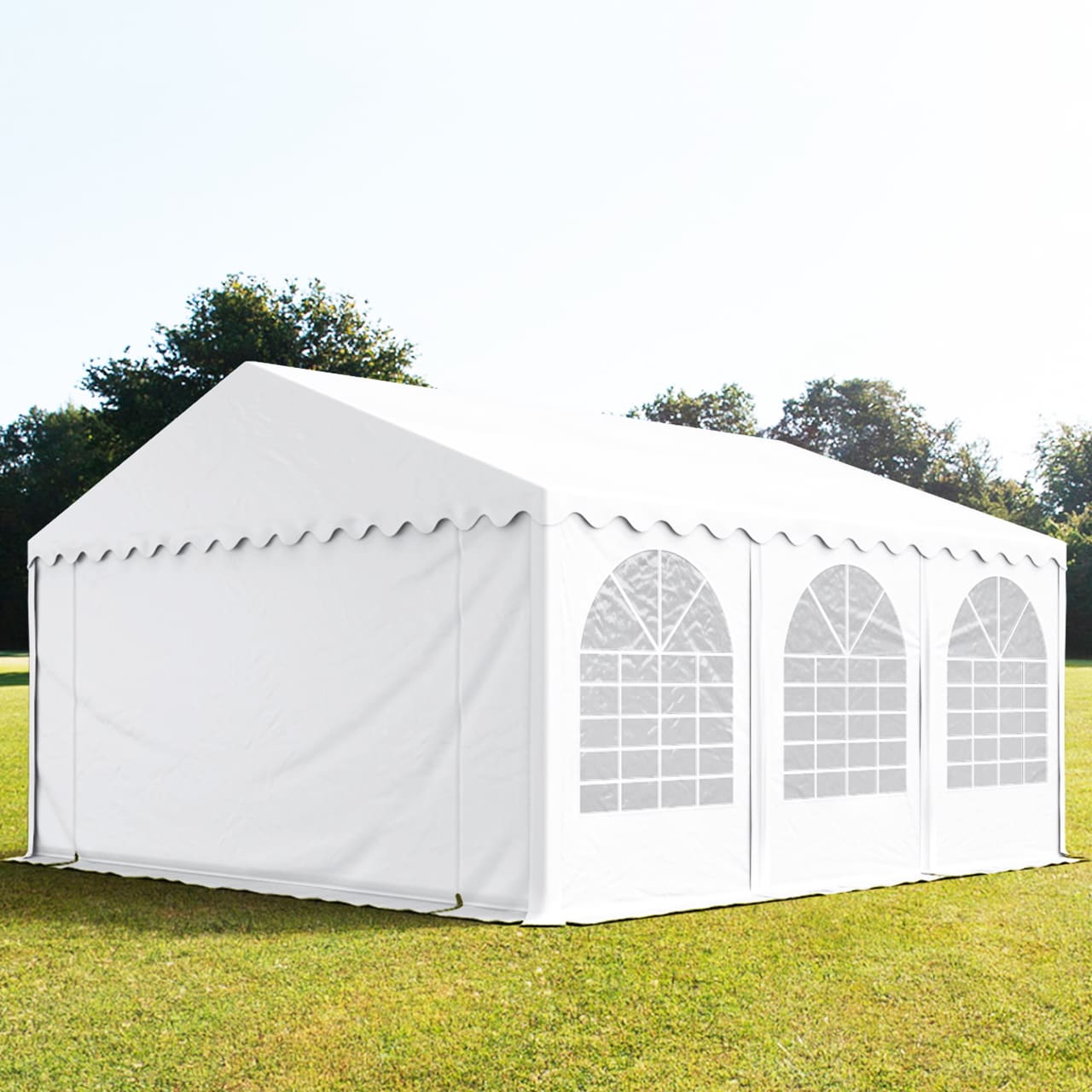 TOOLPORT 5x6m Partyzelt, PVC-Plane, weiß, mit Bodenrahmen - (7913)