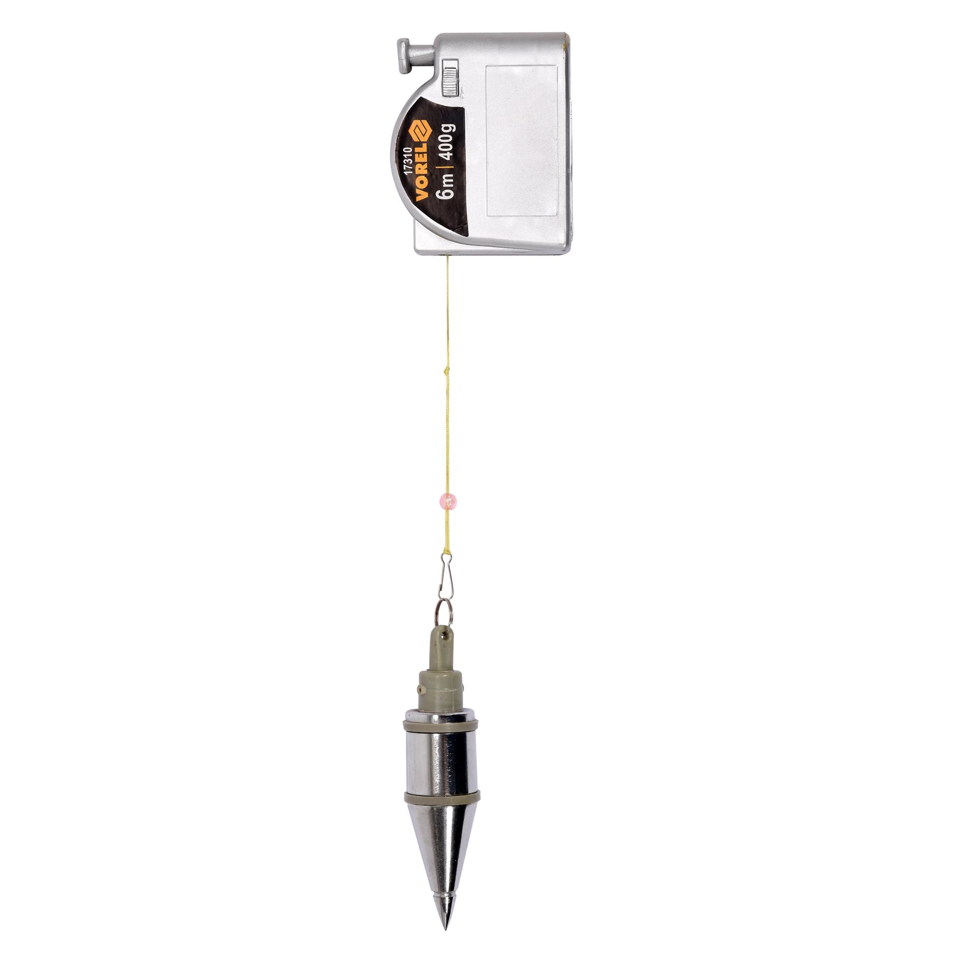 Toya Vorel Senklot 400g 6 Meter mit automatischem Einzug und Magnet Richtlot Maurerlot Lot Schnurlot (17310)