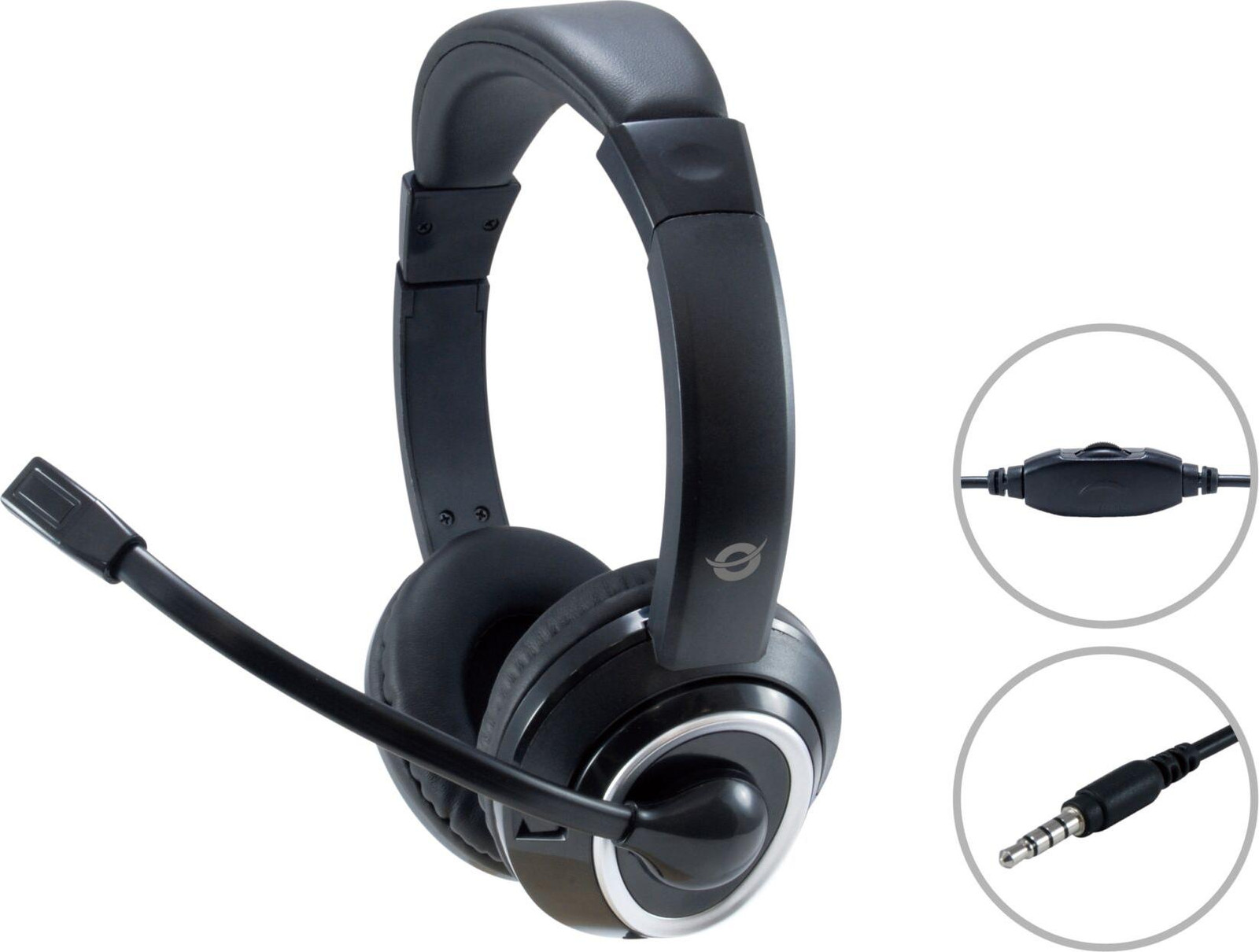 Conceptronic POLONA02B Stereo Headset met Microfoon en 2m Kabel in Zwart
