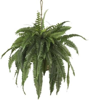 Nearly Natural Large Boston Fern Hanging Basket - Green