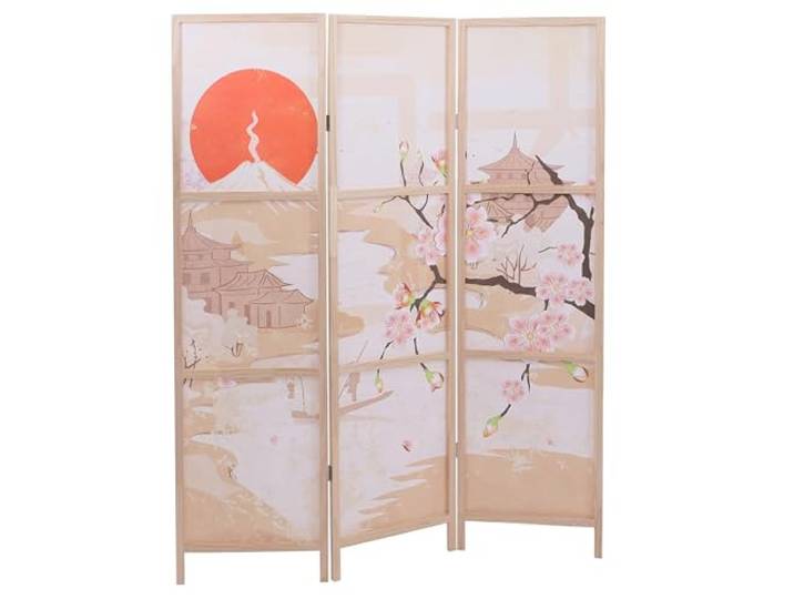 Mendler Paravent HWC-O70 170x137cm Holz - Kirschblüten