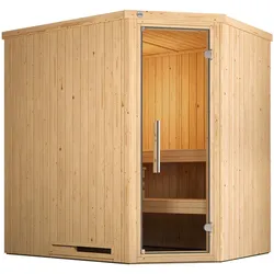 Weka Sauna Varberg 1 - Elementsauna Eckeinstieg -7,5 kW Bio-Kombiofen BioS inkl. Steuerung-Exklusiv Ganzglastür