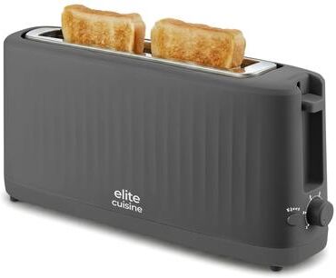 Elite Cuisine ECTL1052 2-Slice Slimtoast Gray Long Slot Toaster