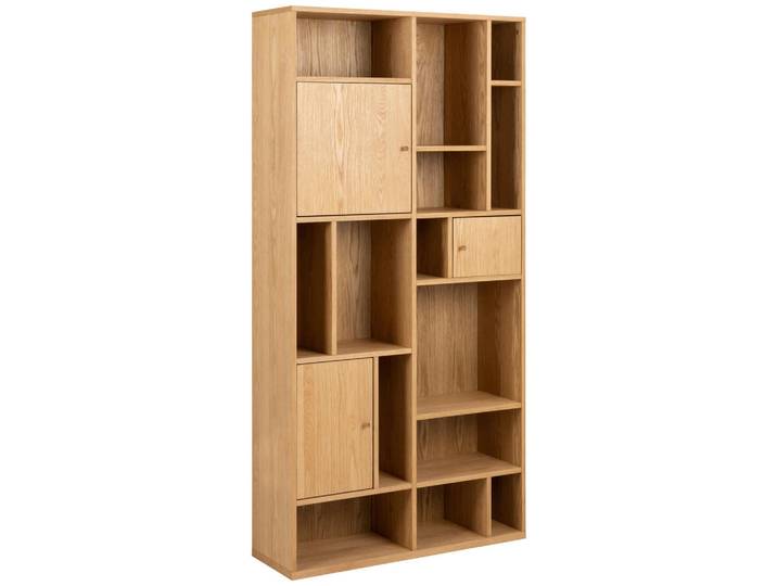 Mid.you Regal, Naturfarben, Holz, Eiche, furniert, 11 Fächer, 90x180x30 cm, FSC Mix, Holzmöbel, Holzregale, Bücherregale Holz