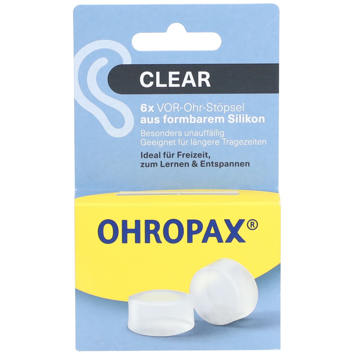 Ohropax Clear Silikon Vor-Ohr Stöpsel 6 St Ohrstöpsel