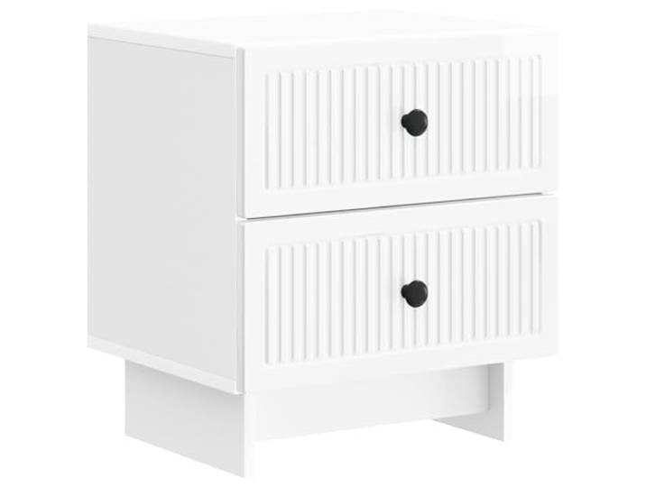 KGFHERENB Nachttisch Hochglanz Weiß 43x34,5x47,5 cm mit 2 Schubladen Modernes Beistelltisch-Design für Schlafzimmer und Wohnzimmer, langlebig verarbeitet mit 2 geräumigen Fächern.