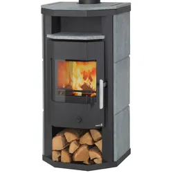 Kaminofen WAMSLER "Linz Naturstein "TYP10849", Exklusiv", grau, Kaminöfen, Prismatische Sichtscheibe für mehr Feuerambiennte