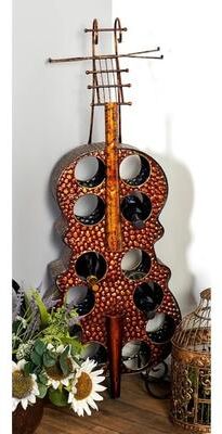 ARCILLA ELEMENTAL Brass Metal Cello 12 Bottle Standing Wine Rack