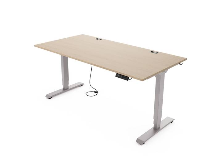 Yaasa Desk Essential, 180x80 cm, Eiche hell/Grau - Sitz-Steh-Schreibtisch für ergonomisches Arbeiten