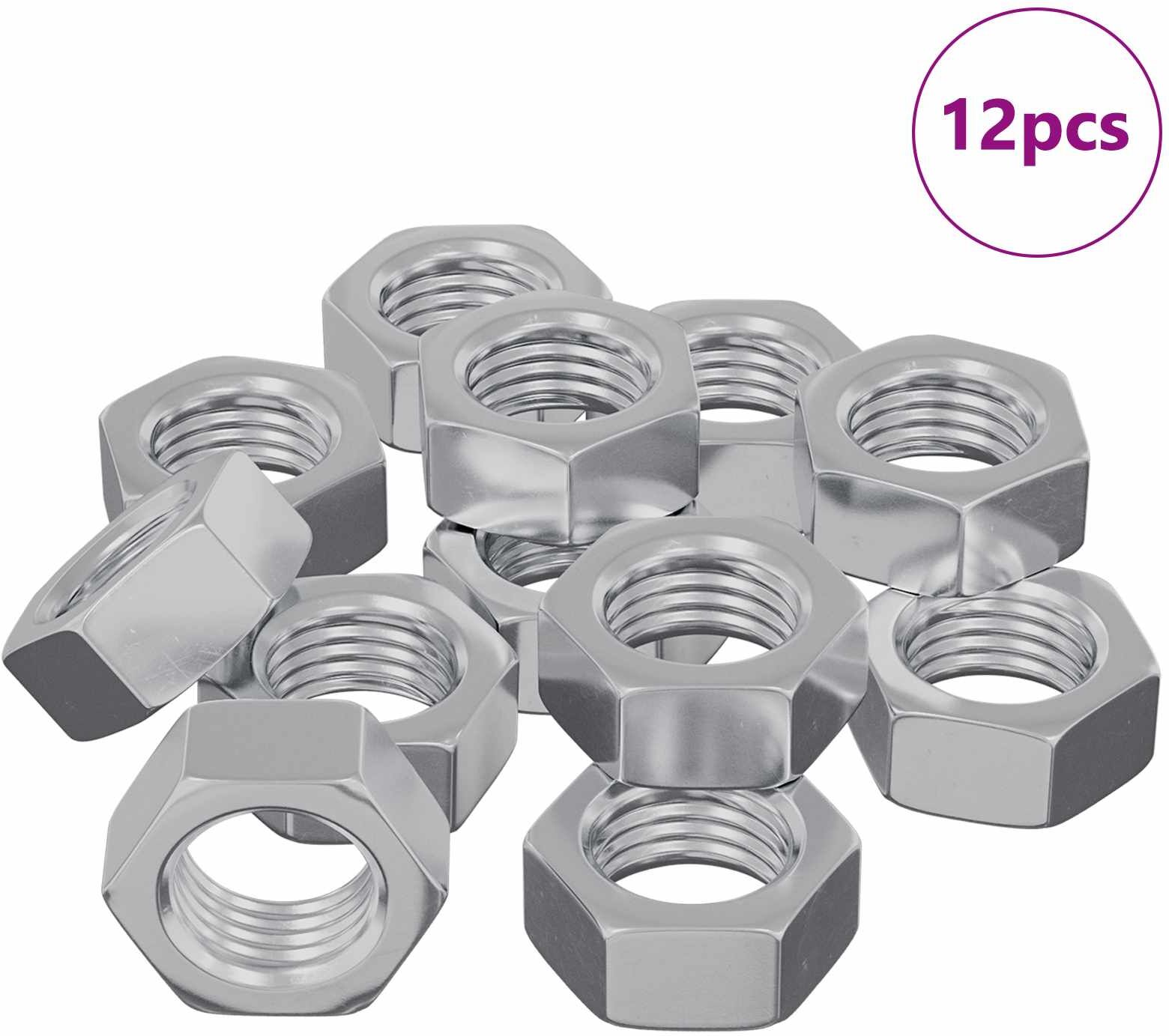 vidaXL Écrou Hexagonal 12 pc Argenté M6 Métал