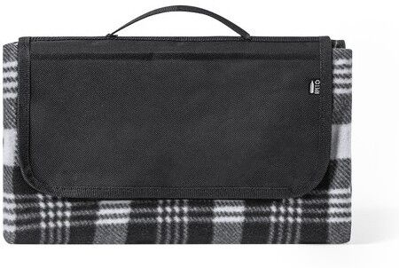 Couverture personnalisable pique-nique Zaralex gris noir polyester recyclé
