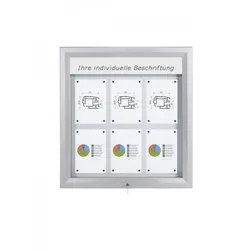 Schaukasten Premium BT46 Outdoor LED 3x2 DIN A4Schaukästen für Aussen aus Aluminium mit LED Beleuchtung