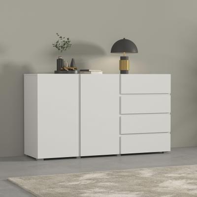 Sideboard OTTO HOME "Metric,Breite 138 cm, grifflose Kommode 2 Türen/4 Schubkästen", weiß, B:138cm H:78,3cm T:40cm, Sideboards, Sideboard, Schubladenschrank mit viel Stauraum, Einlegeböden verstellbar