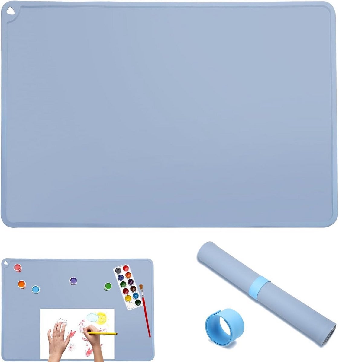 Blauwe siliconen knutselmat en bureauonderlegger met antislip en niet-klevende eigenschappen, 60 x 40 cm