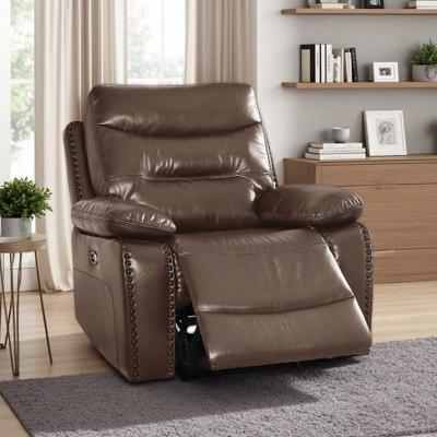 VIVIADORE Leather-Gel Power Recliner Chair, Electric Motion Armchair with External Push-Button, Pocket Coil & Sinuous Spring Seat