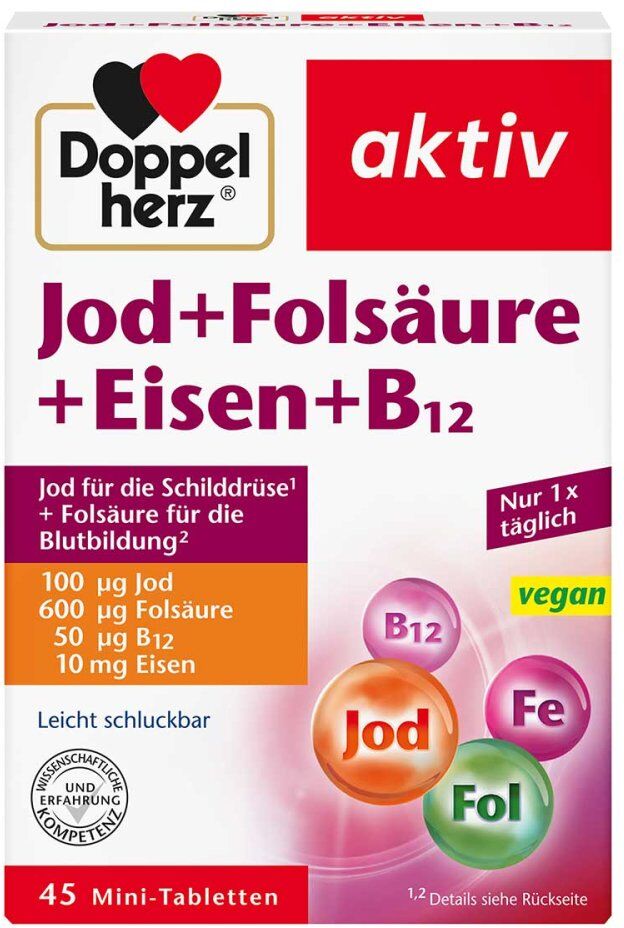 Doppelherz Jod + Folsäure + Eisen + B12 Tabletten