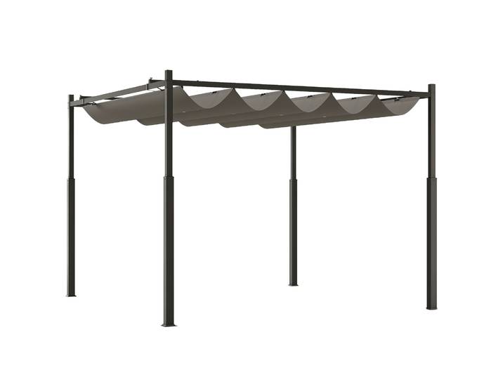 Pergola de jardin Outsunny 3x3 m avec toit rétractable et accessoires magnétiques gris