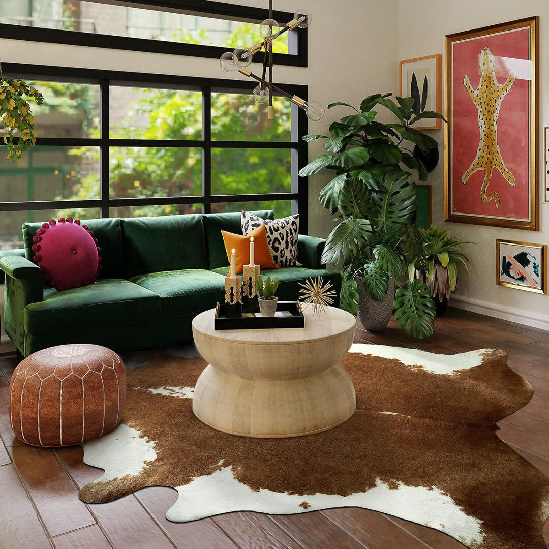 Lochas Animal Print Area Rug Brown Rectangle 190 x 214 cm