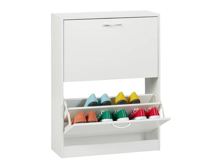 Relaxdays Meuble à Chaussures\, HLP : 80x60x24 cm\, pour 12 Paires\, Armoire étroite\, mécanisme de Bascule\, entrée\, Blanc