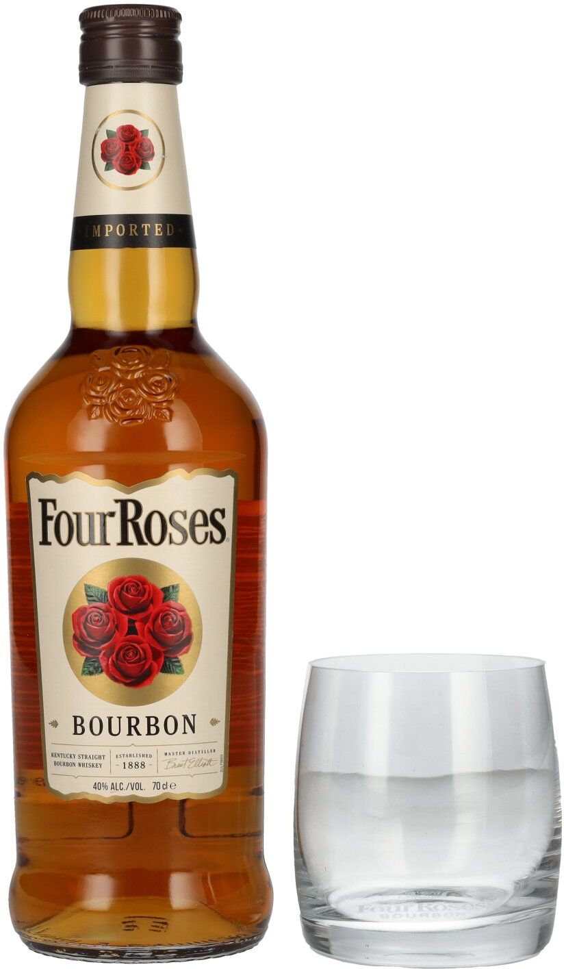 Four Roses Bourbon 40% Vol. 0,7l mit Whisky Glas