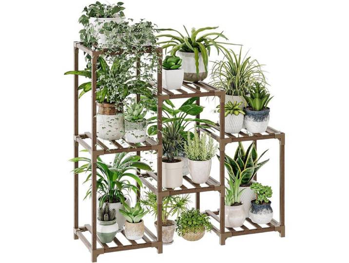 Supports Pour Plantes D'Intérieur Étagère En Bois À Plusieurs Niveaux Pour Plusieurs Plantes Échelle À 3 Pneus 7 Pots De Fleurs Po